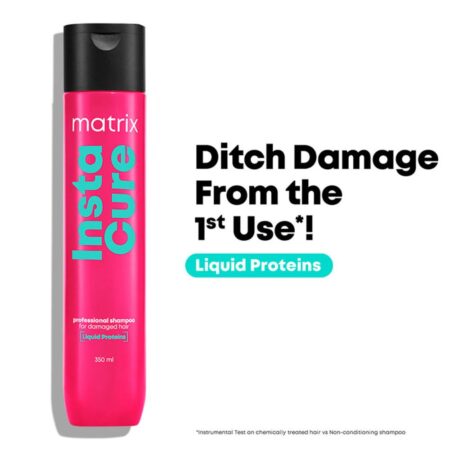 Matrix InstaCure Liquid Protein Shampoo for Damaged Hair, Reduce Split Ends, Breakage, Paraben Free- 350ml