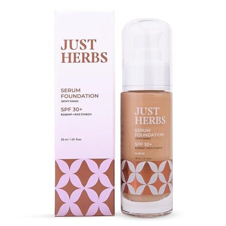 Just Herbs Serum Foundation for Face Makeup with SPF30+ Dewy Finish Full Coverage Makeup Foundation For All Skin Types 30 ml-06 Almond