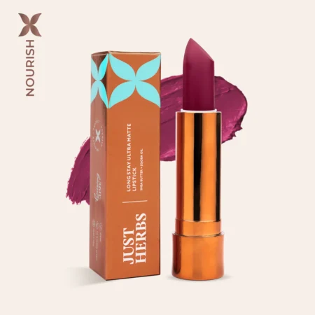 Just Herbs Long Stay Ultra Matte Lipstick with Shea Butter and Jojoba Oil -  JHUM 23 Wicked Violet