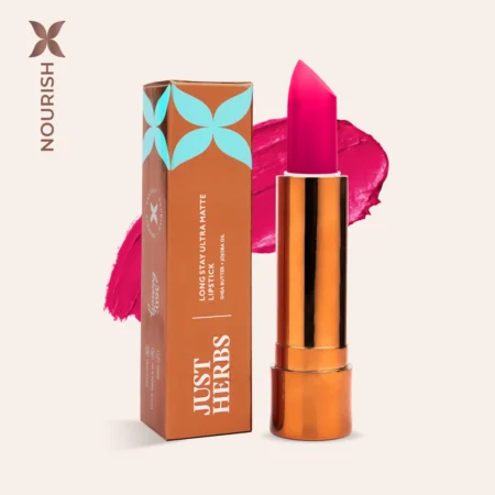 Just Herbs Long Stay Ultra Matte Lipstick with Shea Butter and Jojoba Oil- JHUM 18 Hot Pink Pop