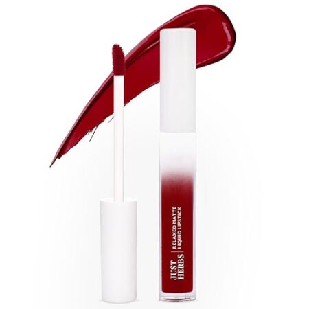 Just Herbs Relaxed Matte Liquid Lipstick Lip colour for Women, Nourishing & Long Lasting Lipsticks 4 ml- Burgundy Bliss
