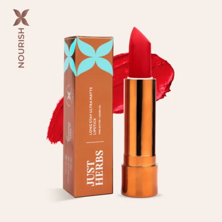 Just Herbs Long Stay Ultra Matte Lipstick with Shea Butter and Jojoba Oil-  JHUM 06 Crimson Kiss