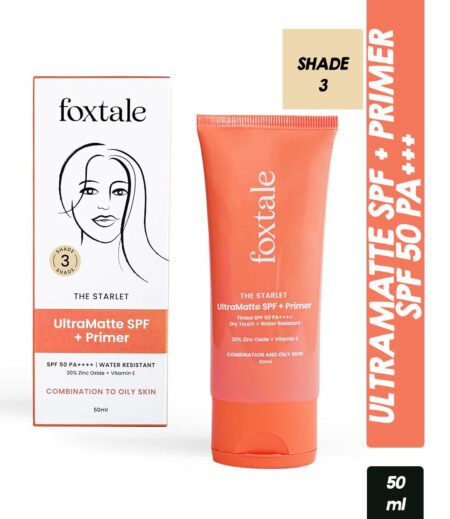 Foxtale Ultra Matte SPF 50 PA++++ & Primer Shade 3 - Light (50ml)