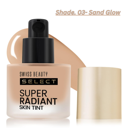 SWISS BEAUTY Select Super Radiant Hydrating Liquid Skin Tint | With Hyaluronic Acid | Provides Natural, Dewy Glow | Shade- Sand Glow, 30Gm
