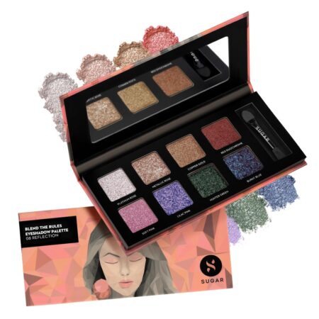 SUGAR Cosmetics Blend The Rules Matte Eyeshadow Palette Powder- 08 Reflection (Galactic Glitter) - Long Lasting, Smudge Proof, Vegan & Cruelty-Free, Multicolour