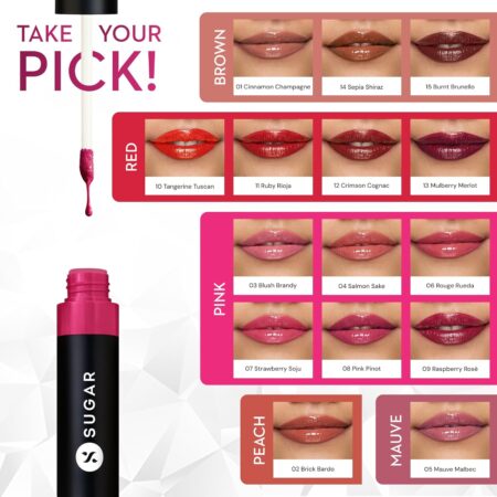 SUGAR Cosmetics Partner In Shine Transferproof Glossy Lipstick | Lasts upto 24hrs | Transferproof & Smudgeproof - 3ml