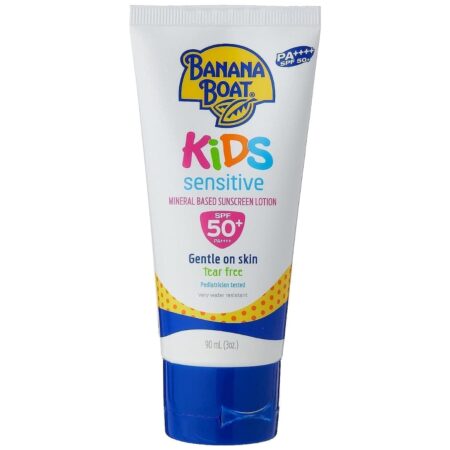 Banana Boat Sunscreen Lotion Combination Skin Uva & Uvb Protection Pa++++ Very Water And Sweat Resistant (Kids Sensitive Mineral SPF 50+ PA++++) - 90ml