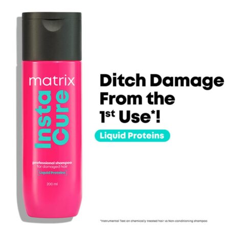 Matrix InstaCure Liquid Protein Shampoo for Damaged Hair, Reduce Split Ends, Breakage, Paraben Free- 200ml