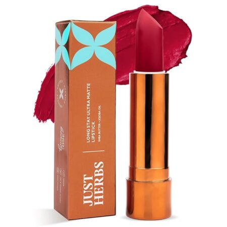 Just Herbs Ultra Matte Bullet Lipstick Nourishing Non Drying and Long Stay Lipsticks for Women 4 g (Sultry Scarlet)