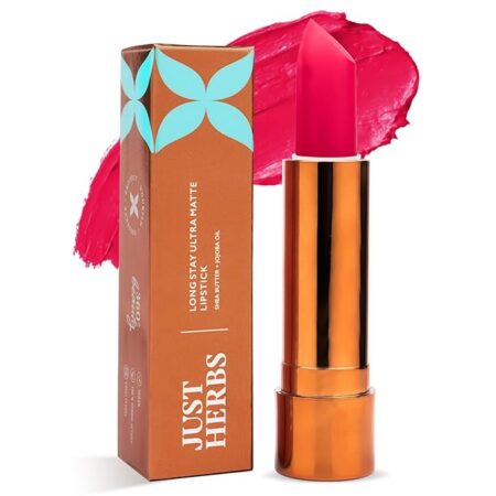 Just Herbs Ultra Matte Bullet Lipstick Nourishing Non Drying and Long Stay Lipsticks for Women 4 g (Bossy Pink)
