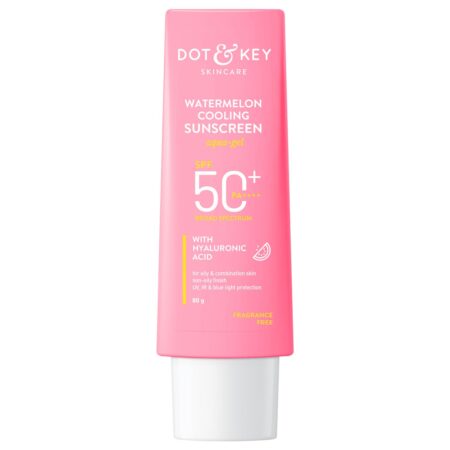Dot & Key Watermelon Cooling Sunscreen SPF 50+ PA++++ | With Hyaluronic Acid, Instantly Cools Skin, Broad Spectrum Protection | Controls Excess Oil, Checks Tanning | No White Cast, All Skin Types | 80g