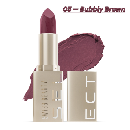 Swiss Beauty Select Crème Touch Lipstick- Shade No. 05 — Bubbly Brown