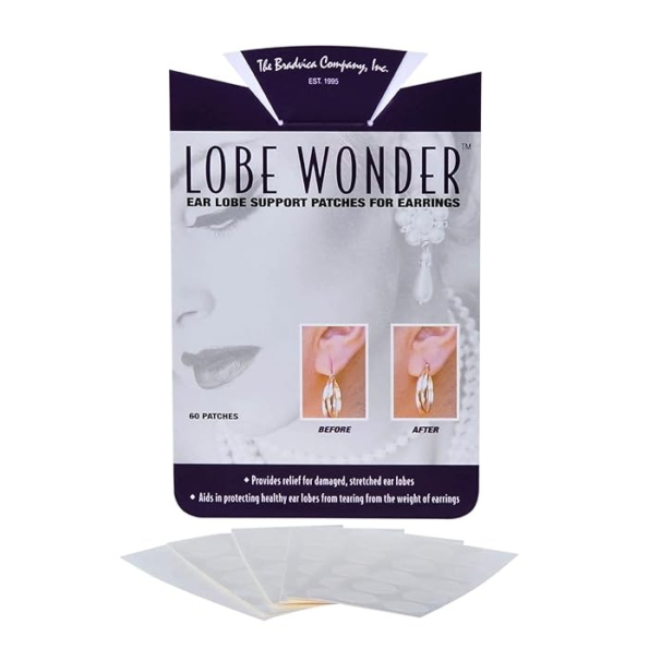 Lobe Wonder (60 Paches) Invisible Ear Lobe Support for Earrings Earlobe Tapes and Stickers Earring Supporter for Heavy Earrings Support Patches Girls & Women ((Trial Pack))