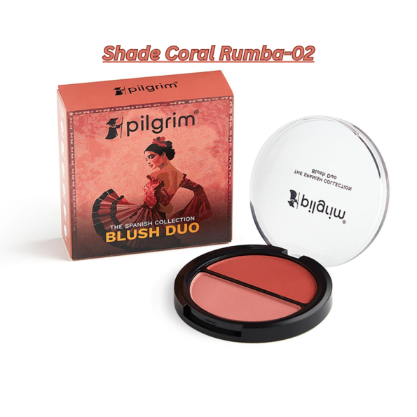 Pilgrim 2-IN-1 Blush Duo 9g | Highly Pigmented, Long-lasting, Buildable & Blendable | Goodness of Rosehip Oil & Hydrating Squalane | All Skin Types | Shade Coral Rumba-02