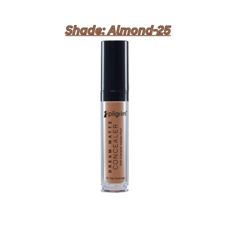 Pilgrim Full Coverage Dream Matte Liquid Concealer 7.3ml | Concealer for Dark Circles with Australian Kakadu Plum & Hyaluronic Acid | Crease resistance & Lightweight | All Day Coverage | Shade Almond