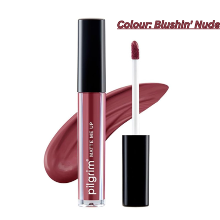 Pilgrim Liquid Matte Lipstick - Blushin' Nude | Lipstick for Women with Hyaluronic Acid & Spanish Squalane | Transferproof, Long Lasting & Non Drying with Hydrating Ingredients 3gms