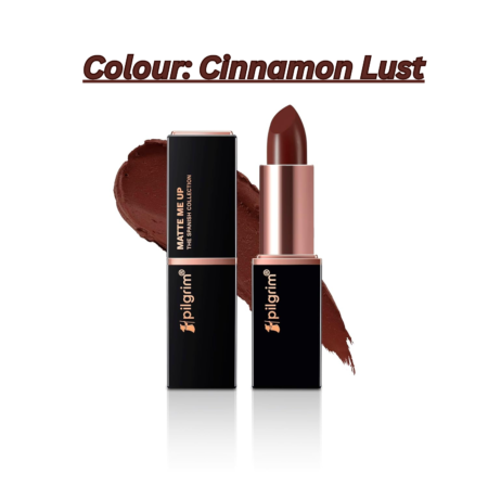 Pilgrim Matte Me Up Bullet Lipstick 4.2g | Creamy, Lightweight, Bold, Non Drying | SPF 30 | Enriched With Hyaluronic Acid & Spanish Squalane | Lipstick for dusky skin tone | Cinnamon Lust -33
