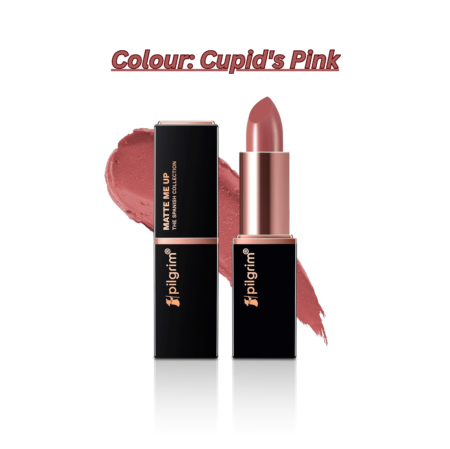 Pilgrim Matte Me Up Bullet Lipstick 4.2g | Creamy, Lightweight, Bold, Non Drying | SPF 30 | Enriched With Hyaluronic Acid & Spanish Squalane | Lipstick for dusky skin tone | Cupid's Pink-03