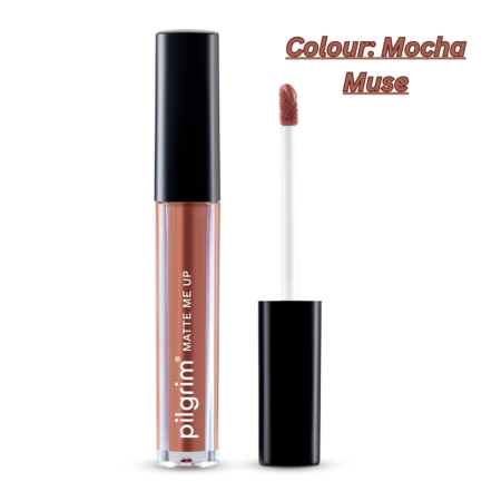 Pilgrim Liquid Matte Lipstick - Mocha Muse | Lipstick for Women with Hyaluronic Acid & Spanish Squalane | Transferproof, Long Lasting & Non Drying with Hydrating Ingredients 3gms