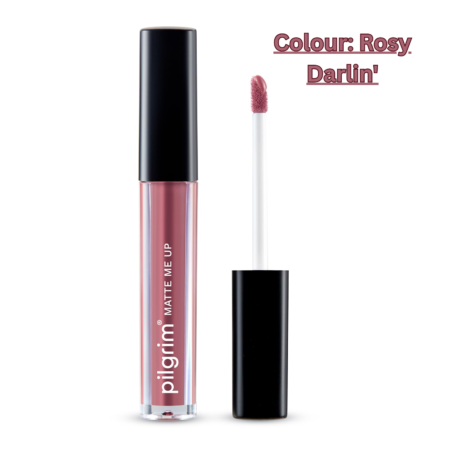 Pilgrim Liquid Matte Lipstick - Rosy Darlin' | Lipstick for Women with Hyaluronic Acid & Spanish Squalane | Transferproof, Long Lasting & Non Drying with Hydrating Ingredients 3gms