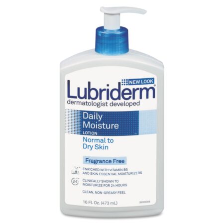 Lubriderm Daily Moisture Lotion for Normal to Dry Skin, Fragrance Free, 16 Ounce (Packaging May Vary)