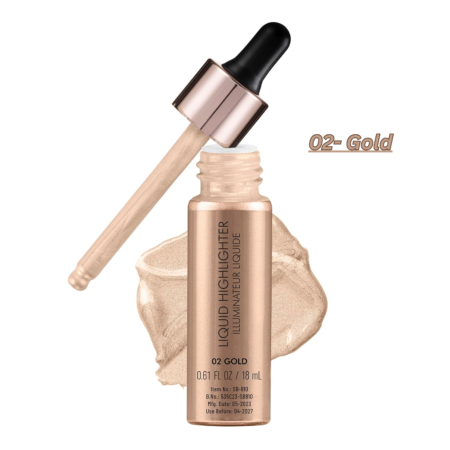 Swiss Beauty Drop & Glow Liquid Highlighter For Face Makeup | Illuminating Liquid Highlighter With Dewy Finish | Shade -Gold, 18ml