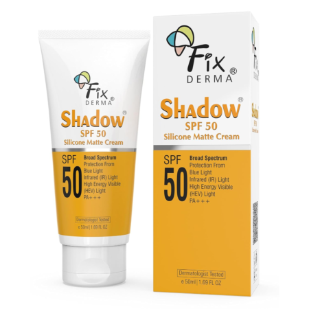 Fixderma Shadow Sunscreen SPF 50 Silicone Matte Cream PA+++ | For Oily & Acne Prone Skin | Broad Spectrum & Blue Light Protection | Matte Sunscreen | For Men & Women - 50Ml