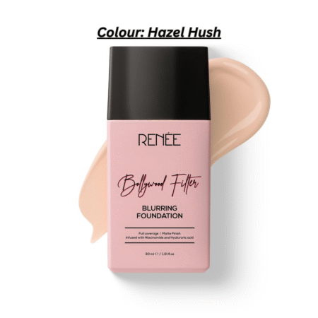 RENEE Bollywood Filter Blurring Matte Finish Liquid Foundation -Hazel Hush | Lightweight, Full Coverage | Blurs Pores, Evens Skin Tone, Hydrates | With Hyaluronic Acid & Niacinamide | 30 ml