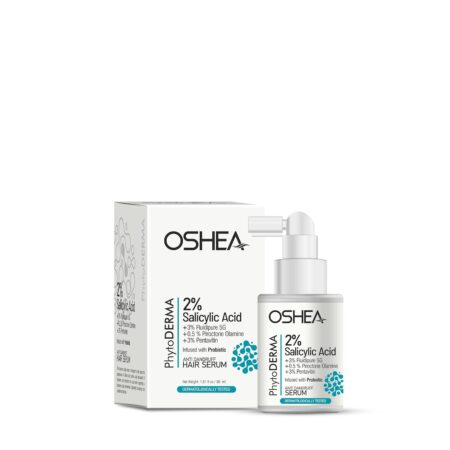 Oshea Phytoderma 2% Salicylic Acid + 3% Fluidipure + 0.5% Piroctone Olamine + 3% Pentavitin Anti Dandruff Hair Serum for Women & Men | Soothes Scalp | Reduces Dandruff & Itching with Probiotic- 30ml