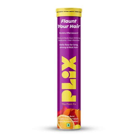 PLIX - THE PLANT FIX Heavenly Hair With Natural Biotin, 15 Effervescent Tablets, Orange Flavour -Pack of 1
